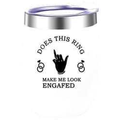 ATHAND Engagement Gift Does This Ring Make Me Look Engaged Wine Tumbler,12 Oz Insulated Stainless Steel Iced Tumbler with Lid,Novelty Engagement Gift for Bride Women,Anniversary Birthday Christmas(White)