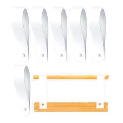 Nsgglecher 6Pcs Leather Sign Hanging Straps，Leather Curtain Rod Holder，Leather Straps Hanger for Engagement Sign/Ceremony Frame/Welcome Sign/Event Display/Seating Chart/Wedding Sign （White）