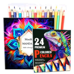 CKMOREL 24 Count Colored Pencils with Mandala Adult Coloring Book for Women Relaxation, Mandala Relaxing Coloring Books with Colored Pencils for Women, Color Pencils for Adult Coloring Book