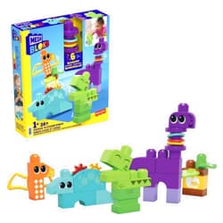 Mega BLOKS Fisher-Price Toddler Building Blocks Toy Set, Squeak ‘n Chomps Dinos with 24 Pieces, 4 Buildable Animals, Ages 1+ Years