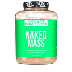 NAKED Vegan Mass - Chocolate Peanut Butter - 1,290 Calories, Nothing Artificial, All Natural Chocolate PB Weight Gainer Protein Powder, Non-GMO, Soy & Gluten Free - 8LB Bulk - 11 Servings
