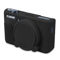 BOVKE Silicone Camera Case for Canon PowerShot SX740/ SX730 Digital Camera, SX740 Camera Soft Case Cover Rubber Camera Sleeve with Removable Lens Cover, Black