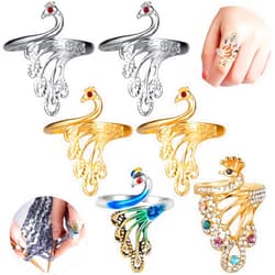 ANCIRS Knitting Crochet Loop Ring for Fingers, Adjustable Crochet Tension Ring, Metal Open Yarn Guide Finger Holders, Knitting Thimbles for Crochet (6 Pack Phoenix)