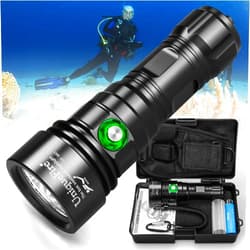UniqueFire D03 Scuba Dive Light Rechargeable IPX8 Waterproof, 1500 Lumens Super Bright Underwater Diving Flashlight 4 Modes Night Dive Torch 100 Meters Submersible Light