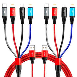 Miger Multi Charging Cable [2Pack 6ft] Fast USB Charger Cord 3.5A Braided 4 in 1 Chargers for Multiple Devices with Lightning/Type C/Micro USB Ports for Cell Phones/iPhone/Samsung Galaxy/PS/Tablets & More