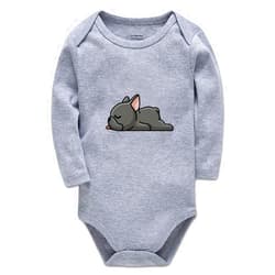 YCICIVDee French Bull&Dog. Animal Fun Print Bodysuit Cute Baby Rompers 0-3 Months Long-Sleeved Grey Clothes