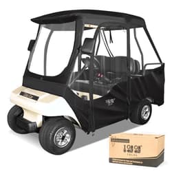 10L0L Golf Cart 4 Passenger Golf Cart Enclosure, Storage Cover Fits for Club Car DS, Windproof Waterproof Portable 4-Sided Clear Window & Roll-up Zipper Door (Black/Transparent)