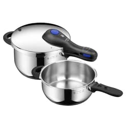 WMF Perfect Plus – Set with Quick Cooker Diameter 22 cm Diameter of 4 Litres and a Half + Body 3 Litres with Flame Protection, Cromargan Stainless Steel for Induction