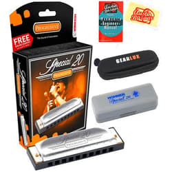 Hohner Special 20 Harmonica - Key of C Bundle with Zip Case, Instructional Manual, and Austin Bazaar Polishing Cloth