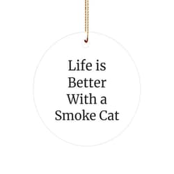 Generic Life is Better with Smoke Cat, Smoke Cat Gifts, Circle Ornament, Funny Quote, Christmas Unique Gifts for Men, Women, Friends, Family