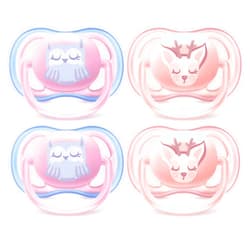 AVENT Philips AVENT Ultra Air Pacifier, 0-6 Months, Owl/Deer, 4 Pack, SCF085/08