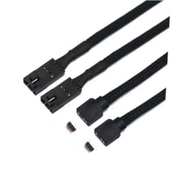 Angitu for 2pcs / lot Corsair Fan RGB ARGB Adapter Cable with Black PET Sleeved HD LL120 140 QL 3Pin 4Pin Fan to 5V 3Pin RGB LED Cable 50cm (RGB-4Pin Male Black Sleeved)