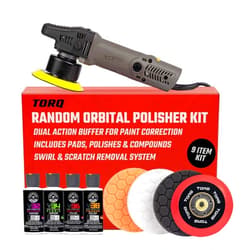 Chemical Guys TORQX Random Orbital Polisher, Pads, Polishes, and Compounds Kit - Car Polishing Kit Safe for Trucks, SUVs, Motorcycles, and More, 700W Motor, 8mm Orbit, 9-Piece Set