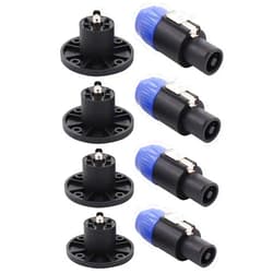 ApplianPar Speakon Cable Adapter Connectors 4 Pole Audio Speaker Plug Twist Lock and Round Panel Mount 4 Pin Female Socket for Neutrik Speakon NL2FC, NL4FC, NL4FX, NLT4X Set of 4