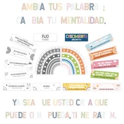 gisgfim 34 Pcs Spanish Bulletin Board Boho Rainbow Spanish Classroom Growth Mindset Posters Inspirational Positive Sayings Accents Display Set for Teacher Student Elementary Middle School Supplies