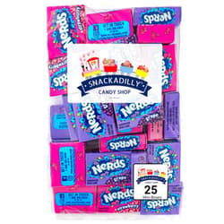 Snackadilly Nerdz Mini Boxes Grape & Strawberry Flavors 25 Pink & Blue Small boxes Of Delicious Chewy Candy Packaged By Snackadilly