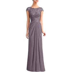 Qhdeikd Mother of The Bride Dress Chiffon Wedding Guest Dresses for Women Lace Formal Evening Gowns