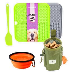 INSPECTOR TAIL Treat Bag + 2 Lick Mats + Collapsible Bowl + Spatula | Dogs Essentials