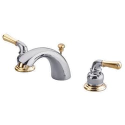 Kingston Brass KB954 Magellan II 4-Inch to 8-Inch Mini Widespread Lavatory Faucet with Metal lever handle, Polished Brass, Polished Chrome