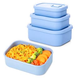 IArtker Silicone Food Storage Containers, Set of 3 Leakproof Storage Containers with Lids, Nesting Meal Prep Containers BPA Free Silicone Lunch Bento Box