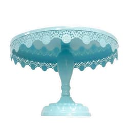 Present Avenue 10 Inch Metal Cake Stand Round Cupcake Stands Metal Dessert Display (Aqua blue)