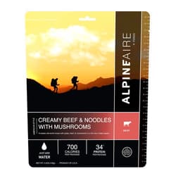 Alpine Hearing Protection Alpine Aire Foods Creamy Beef & Noodles with Mushrooms Freeze-Dried/Dehydrated Entrée Meal Pouch, Just-add-Water, 2-Servings per Pouch, 18g of Protein per Serving