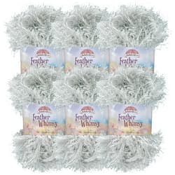 BambooMN JubileeYarn Feather Whimsy Eyelash Yarn - 50g/Skein Fine Polyester Fur - Grey - 6 Skeins