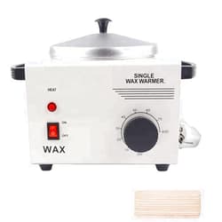 Hozzwhoo Single Pot Wax Warmer Professional Electric Wax Heater Machine Facial Skin SPA Equipment with Adjustable Temperature Set with Wood Craft Sticks（50 Pcs）