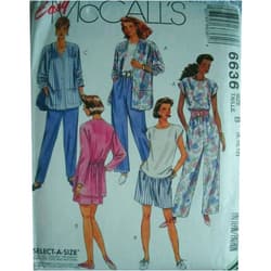 McCall's McCalls Pattern 6636 Misses Cardigan, Top, Pants and Shorts Size 8-12 Easy to Sew