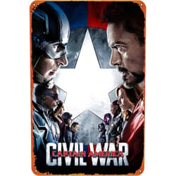 IEITB Captain America: Civil War Art Poster Metal Tin Logo Vintage Metal Poster Family Club Bar Cafe Bedroom Wall Decoration Gift 8x12 inches