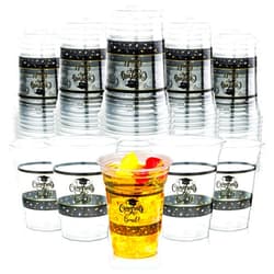 Hoolerry 200 Pcs Graduation Party 16 oz Disposable Plastic Cup 2025 Congrats Grad Cup Bulk Graduation Party Decoration Supplies for 2025 Graduation Cup for Graduation Party Tableware Dinnerware