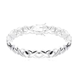 MORGAN & PAIGE .925 Sterling Silver XOXO Hugs and Kisses Tennis Bracelets for Women - Polished Finish Elegant Design for Friendship and Relationship, Silver Bracelets for Women 7 inch