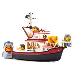TUBBZ Jaws Floating Orca Boat Model Collectible Bundle Bath Playset – Includes Bruce The Shark and Mini Quint, Hooper, and Brody Duck Figures