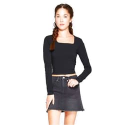 Wild Fable Women's Cropped Long Sleeve Square Neck T-Shirt