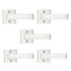 Probrico [Pack of 5 Door Lever Dummy Lever Door Handle for Closets French Doors,Square Dummy Door Lever,Non-Turning Single Side Pull with Satin Nickel Finish,Easy Installation Pull Only Lever Set