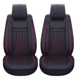 Aierxuan Front Car Seat Covers Universal Fit for Honda Civic Accord Crv, Toyota Camry Prius Rav4 Corolla, Kia, Lexus, Nissan, Mazda, Jeep Cherokee and Most Cars, with Waterproof Leather(Black and Red)