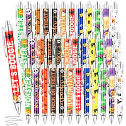 Dispowreath 48 Pcs Fall Halloween Pens Halloween Ballpoint Pen bulk Retractable Gel Ink Pens horror Skull Ghost Bat Spider Pumpkin pens Cartoon Pens for School Office Supplies Halloween Party favors