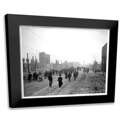ArtDirect - Unknown 18x15 Black Modern Framed Art Print Titled: Market Street Post Earthquake