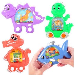 BANERLE 4 Pcs Animals Dinosaur Handheld Water Games, Water Toss Ring Game Aqua Toy Retro Pastime Toys for Kids Adults Portable Travel Game, Dinosaur Toys Valentines Exchange Gifts Party Favors