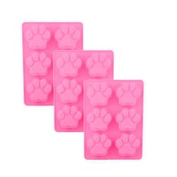 POPBLOSSOM SET OF 3 PACK X Silicone DOG Pet Animal Paw Print Ice Cube Chocolate Soap Candle Tray Mold Party maker (Ships From USA)