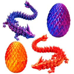 YXOTJHS 2Pcs 3D Printed Dragon, Dragon Eggs with Dragon Inside, 8.7 Inch Dragon Fidget Toy, Crystal Eggs, 3D Printed Animals, Stocking Stuffers for Kids