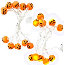 WYBG 2 Pack Halloween Pumpkin String Lights, LED Battery Operated Pumpkin Lights, 5Ft 10 LED Holiday Lights for Indoor Outdoor Decor Halloween Costumes Party Decorations