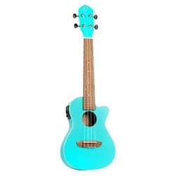 Ortega Guitars, 4-String Earth Series Concert Acoustic/Electric Ukulele, Right, Turquoise, (RULAGOON-CE)
