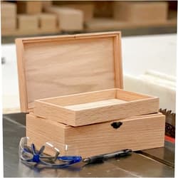 Designcraft Industries Unfinished Wood Box with Tray & Hinged Lid-DIY Jewelry Box-Keepsake Wooden Box-Personalized Memory Box-Handmade (Box Shown in Oak)