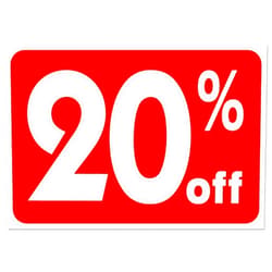 Mysignboards Sale 20 Off Sign Business Retail Store Shopping Message Sign - Durable Plastic 7”x 11” Price Signs - Boost Sales with Bright Display Signs - Promote Business at Retail Stores