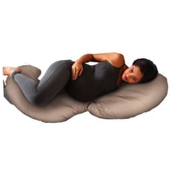 Boppy Total Body Pregnancy Pillow with Organic Cotton, Easy-on Removable Cover in Biscuit for Full-Body Support, Body Pillow for Pregnancy and Postpartum Positioning