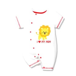 HTERDR Newborn Boy Outfits Cotton Short Sleeve Love My Mom Baby Boy Clothes Funny Lion Unisex Baby Girl Baby Bodysuit 0-24 Months