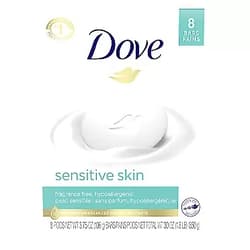 Dove Beauty Bar More Moisturizing Than Bar Soap for Softer Skin, Fragrance Free, Hypoallergenic Sensitive Skin With Gentle Cleanser, 3.75 Ounce (Pack of 8)