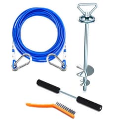 TOMBABY Dog Tie Out Cable and Stake,with 30FT Heavy Duty Cable,Dog Stake Allows Dogs Up to 200 lbs, Dog Stakes for Outside Beach,Camping, Yard, 360° Swivel Dog Anchor…