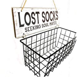 Togestar Lost Socks Laundry Sign And Basket, Wall-Mounted Lost Sock Organizer, Laundry Room Organization